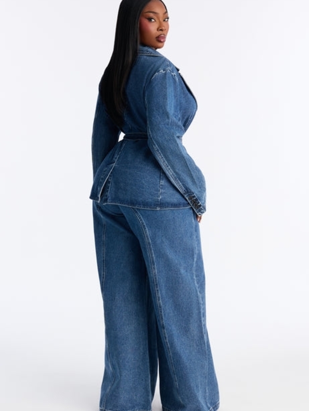 Fashion Nova Dark Blue High-Rise Wide Leg Jeans